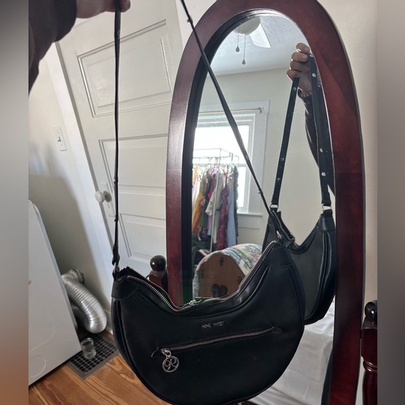 Black faux leather shoulder bag purse - Picture 5 of 6